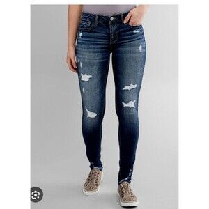 Bridge by GLY Women’s Distressed Skinny Jeans Blue Denim Size 26 Mid Rise